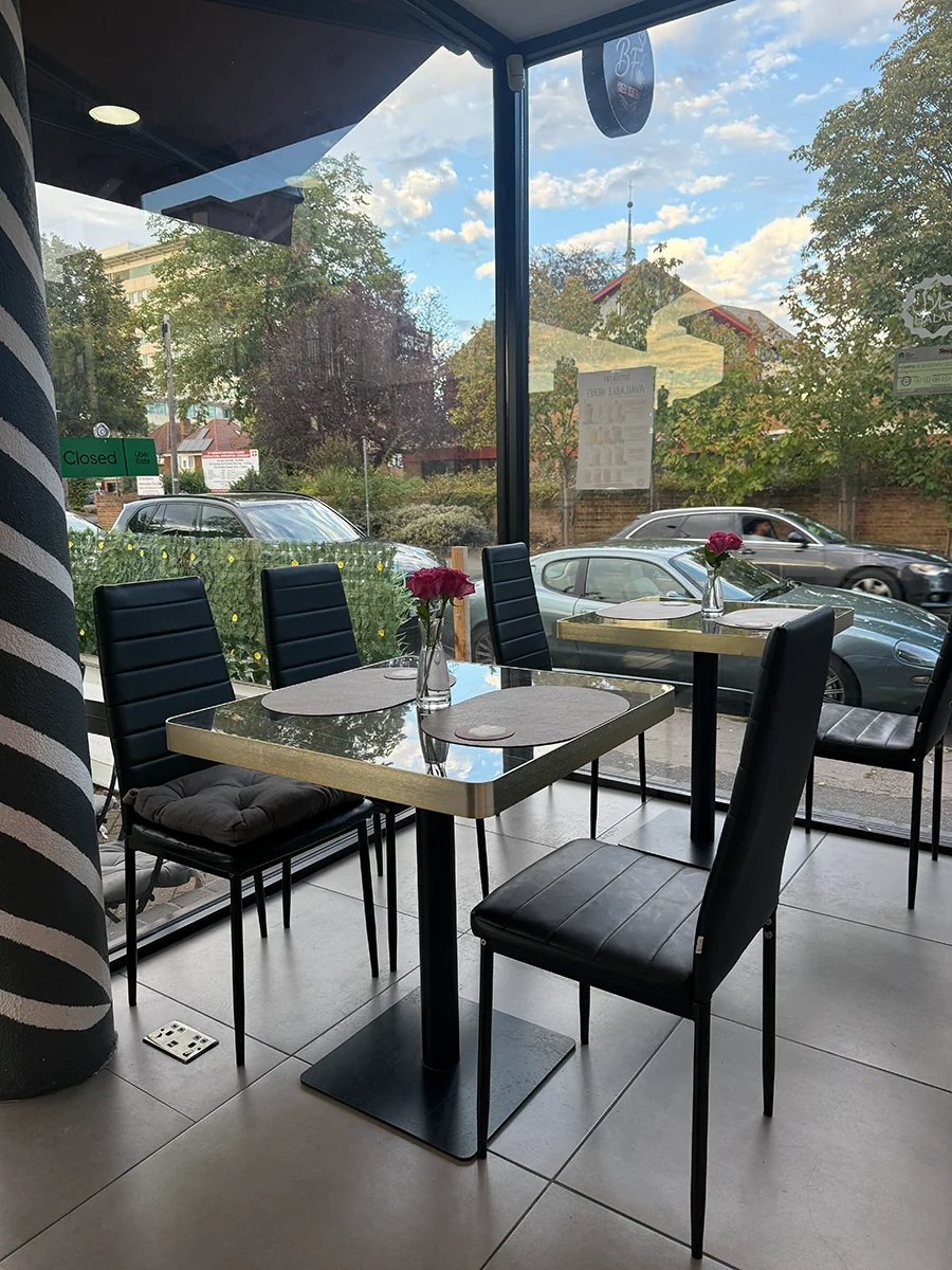 Warm contemporary cafe seating